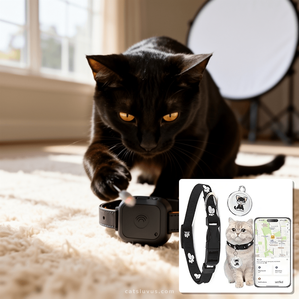 Cat Tracke Collar-Cat GPS Tracker-GPS Tracker for Cats-Pet T with cat - professional product lifestyle photo