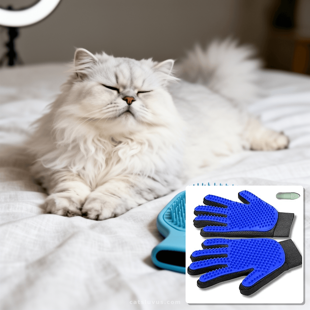 Pet Grooming Glove for Dogs with cat - professional product lifestyle photo
