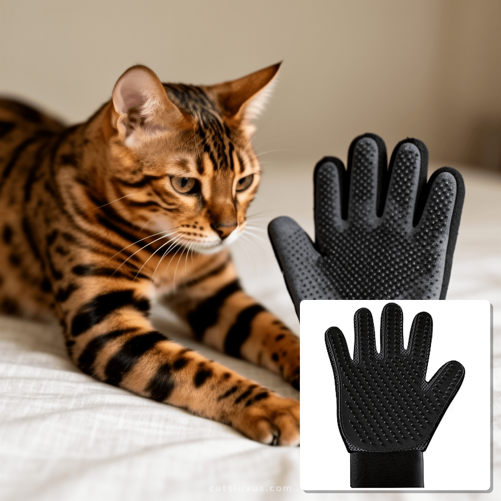 KENNELS & KATS Pet Grooming Gloves | Deshedding Glove for with cat - professional product lifestyle photo