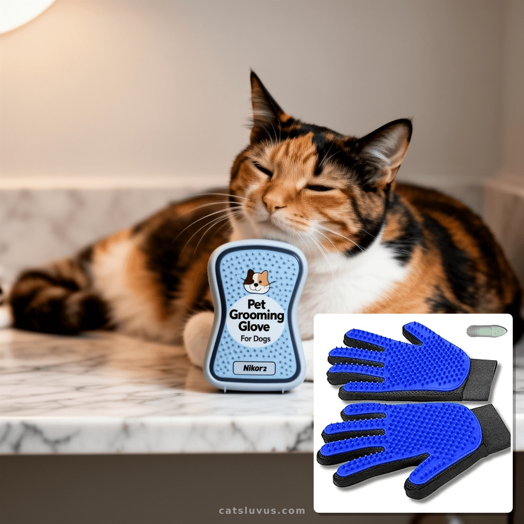 Pet Grooming Glove for Dogs with cat - professional product lifestyle photo