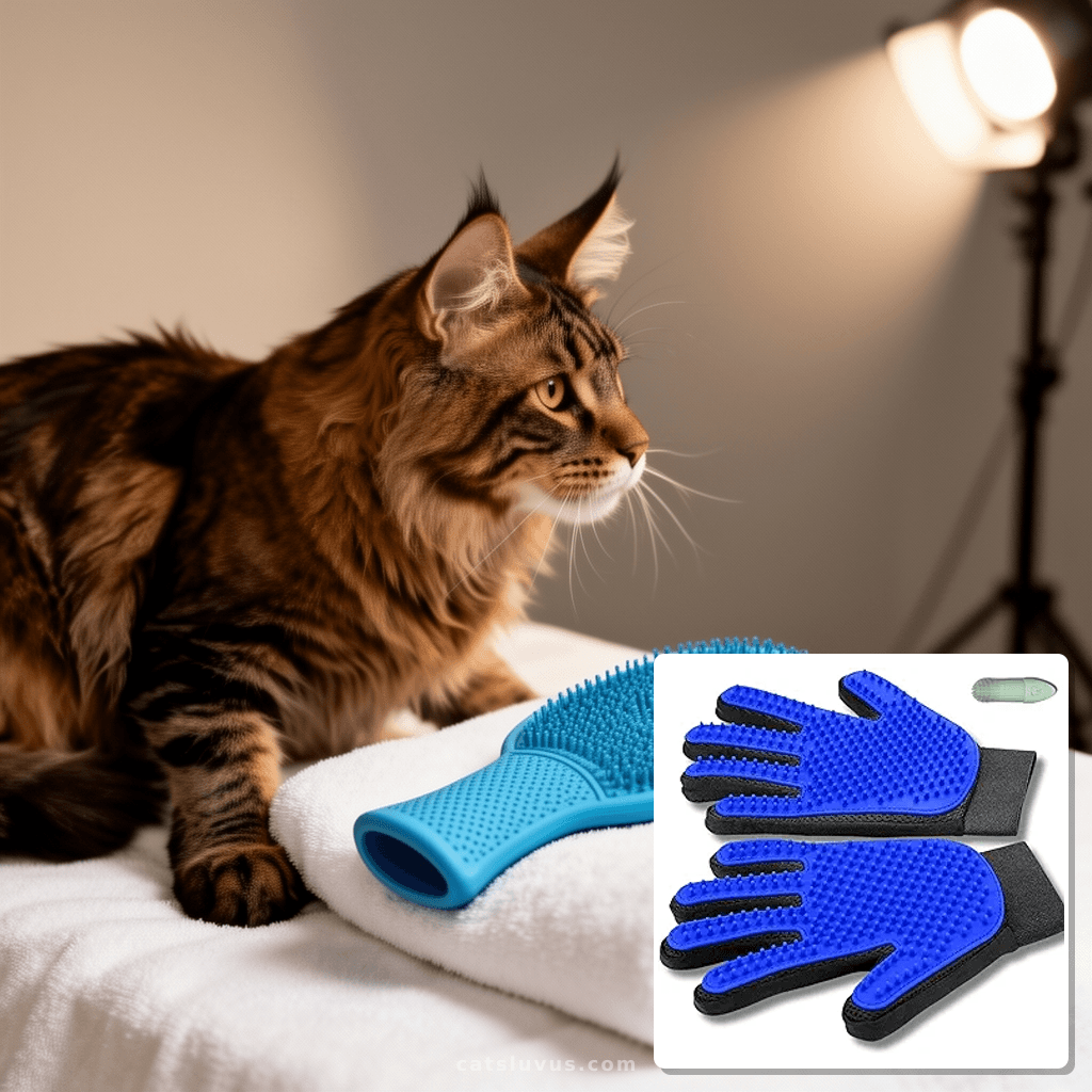 Pet Grooming Glove for Dogs with cat - professional product lifestyle photo