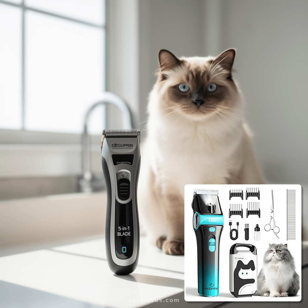 Cat Clippers for Grooming with 5-in-1 Blade with cat - professional product lifestyle photo