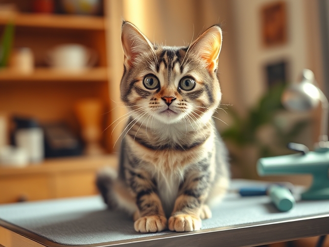 Cat owner reviewing best cat grooming table for home use options for their pet in 2026