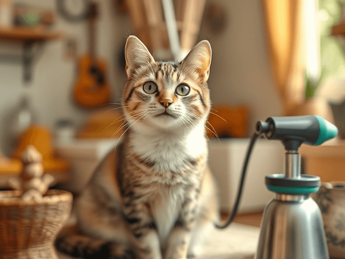 Cat owner reviewing essential equipment for at home cat grooming options for their pet in 2026