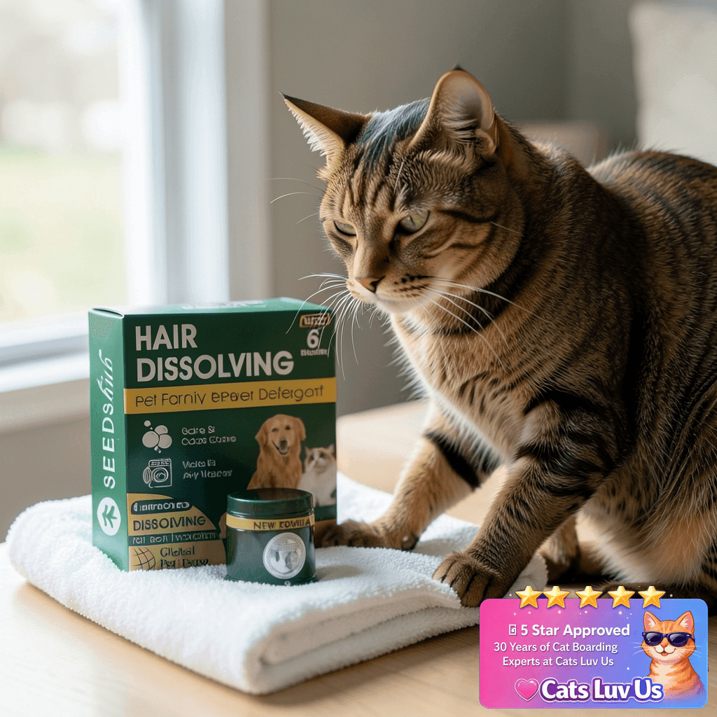 Pet Hair Remover for Laundry - Dog & Cat with cat - professional product lifestyle photo