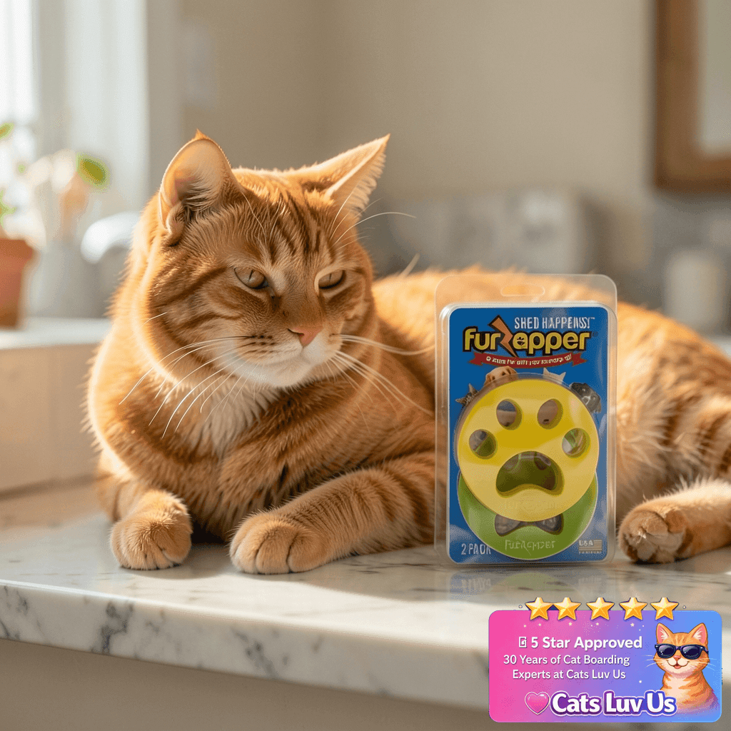 FurZapper Pet Hair Remover for Laundry with cat - professional product lifestyle photo