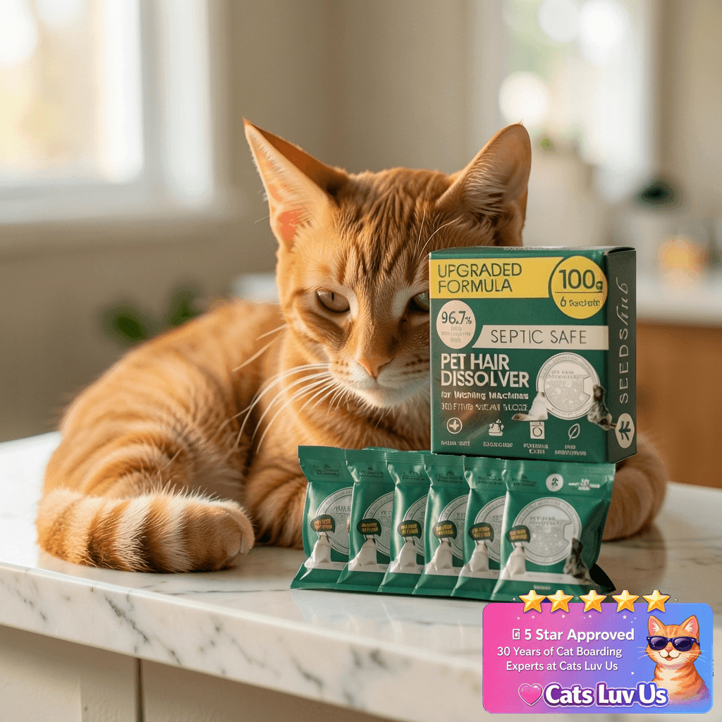 Pet Hair Dissolver For Washing Machine Cleaner with cat - professional product lifestyle photo