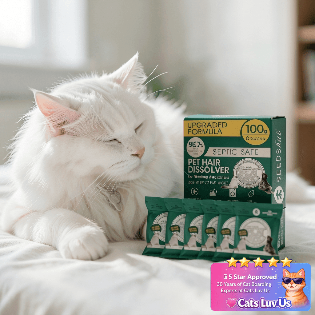 Pet Hair Dissolver For Washing Machine Cleaner with cat - professional product lifestyle photo