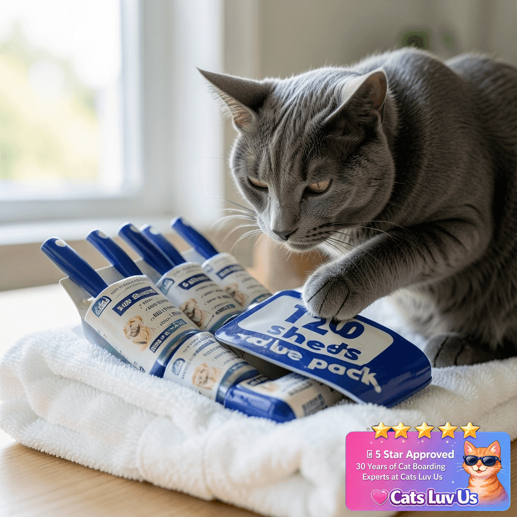 1200 Sheets Lint Roller with 6 Upgraded Handles with cat - professional product lifestyle photo