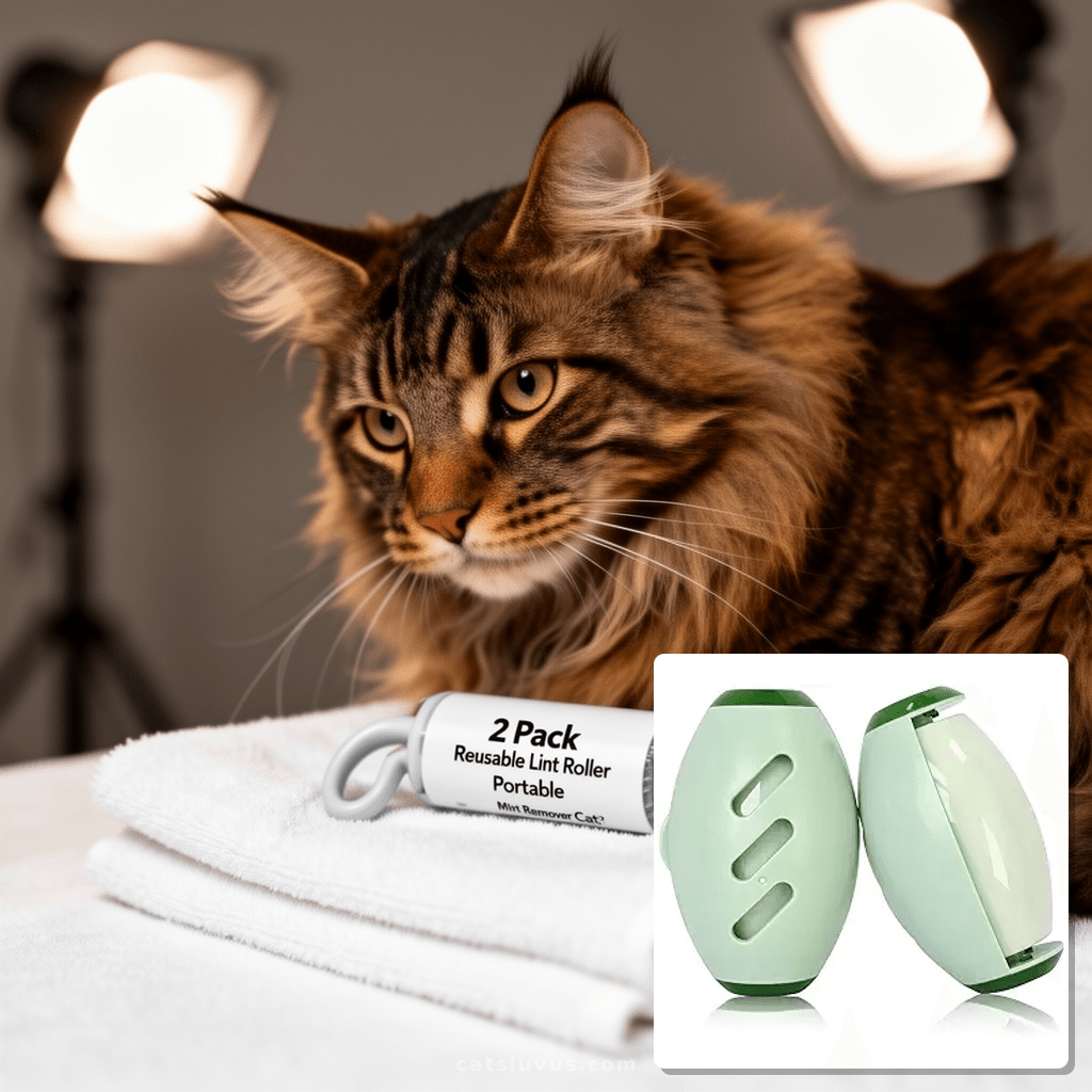 2 Pack Reusable Lint Roller Portable Mini Lint Remover Cat P with cat - professional product lifestyle photo