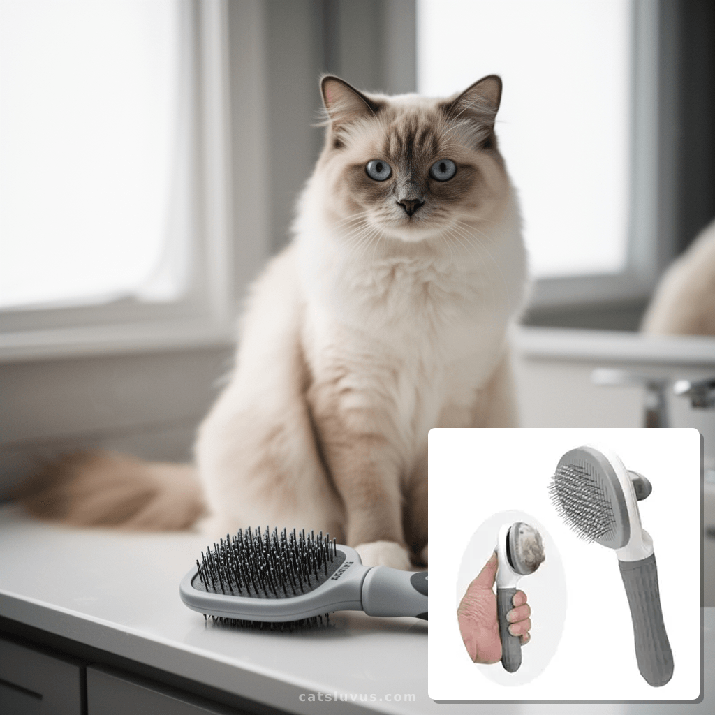 Cat Brush for Shedding with cat - professional product lifestyle photo
