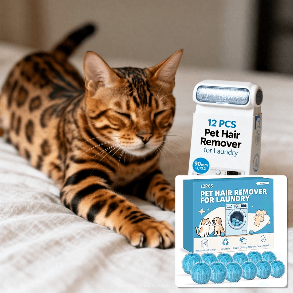 12 PCS Pet Hair Remover for Laundry with cat - professional product lifestyle photo