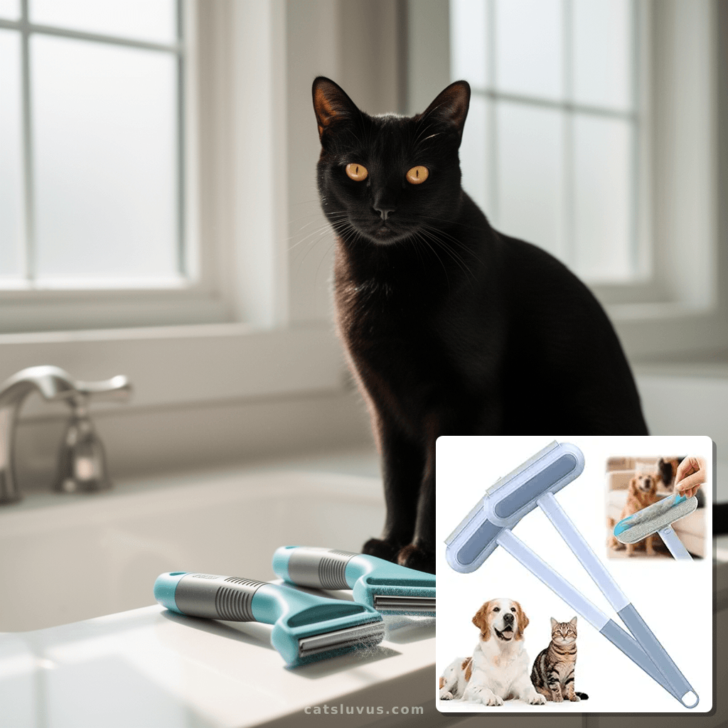 2 Pack Pet Hair Removal Tool with cat - professional product lifestyle photo