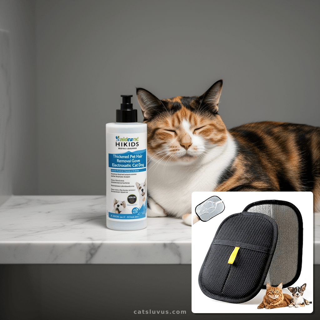 Thickened Pet Hair Removal Glove - Electrostatic Cat Dog with cat - professional product lifestyle photo