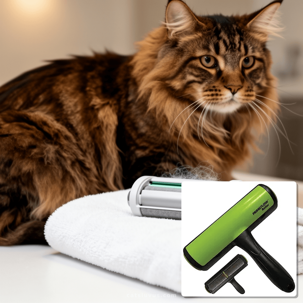 Pet Hair Remover Roller – Reusable Manual Lint Roller for with cat - professional product lifestyle photo