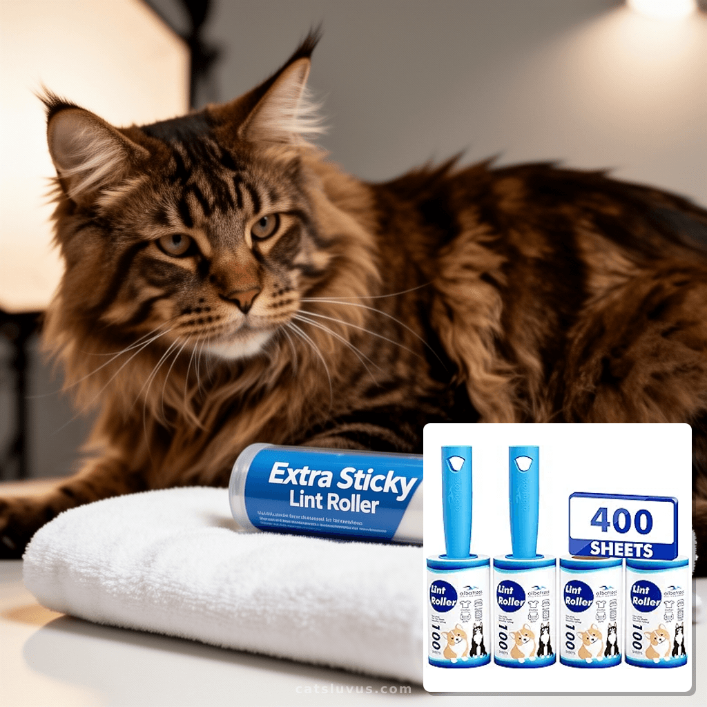 Extra Sticky Lint Roller with cat - professional product lifestyle photo