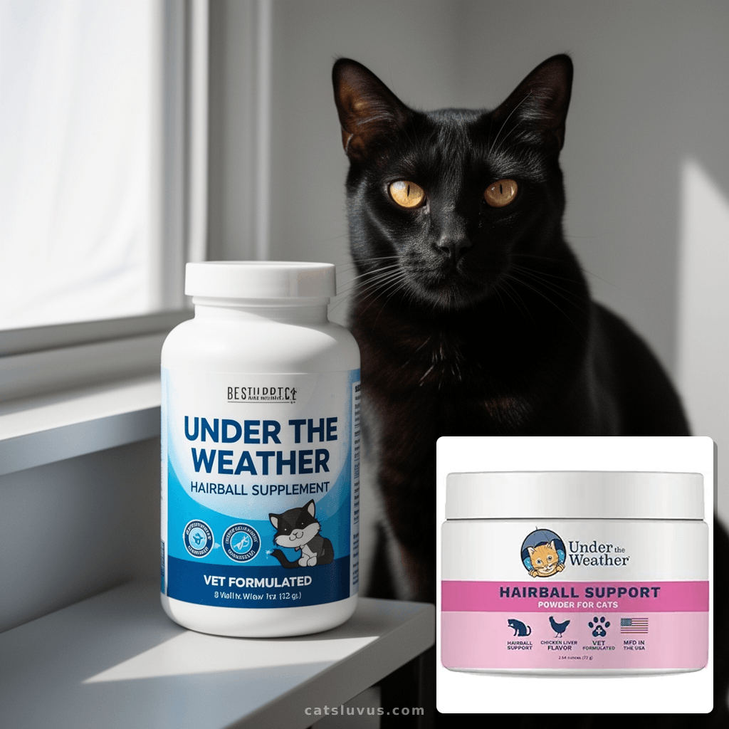 Under The Weather Hairball Supplement | Vet Formulated with cat - professional product lifestyle photo