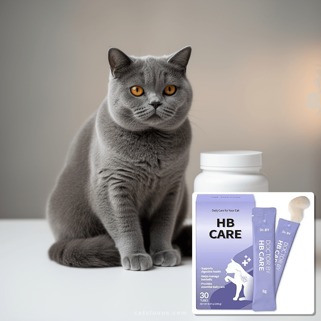 Doctor By HB Care Cat Hairball Supplement-Hairball Treatment with cat - professional product lifestyle photo