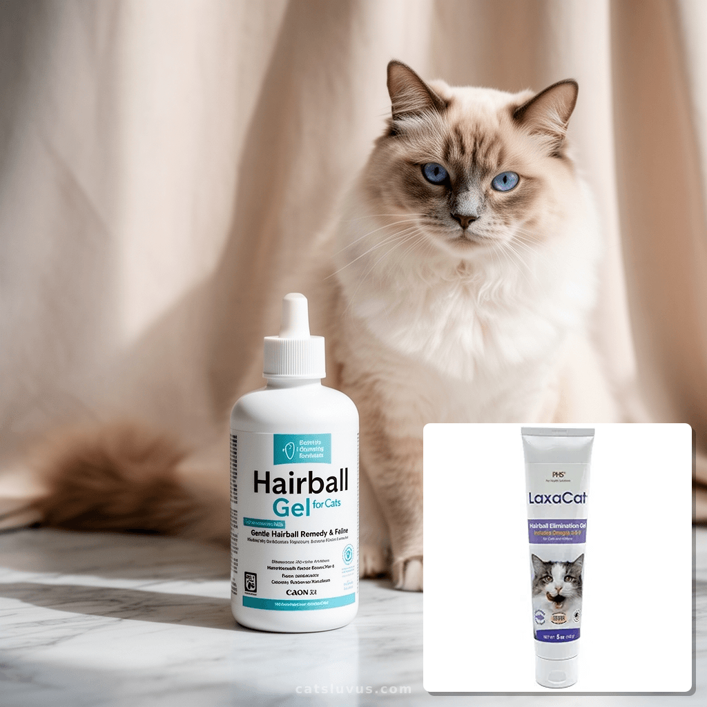 Hairball Gel for Cats - Gentle Hairball Remedy & Feline with cat - professional product lifestyle photo