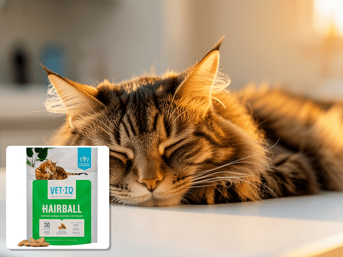 Cat owner reviewing cat hairball supplement chews with omega 3 options for their pet in 2026