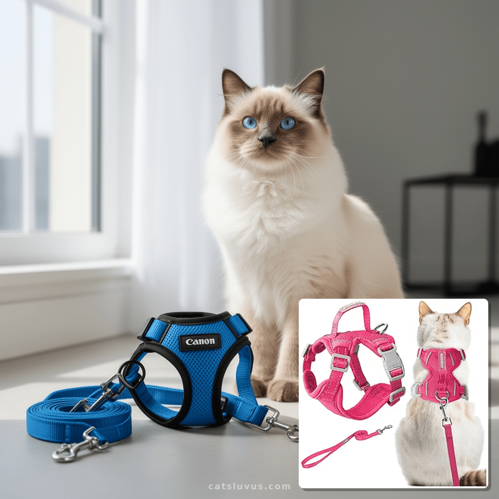 Cat Harness and Leash Set Escape Proof for Kitten Walking with cat - professional product lifestyle photo