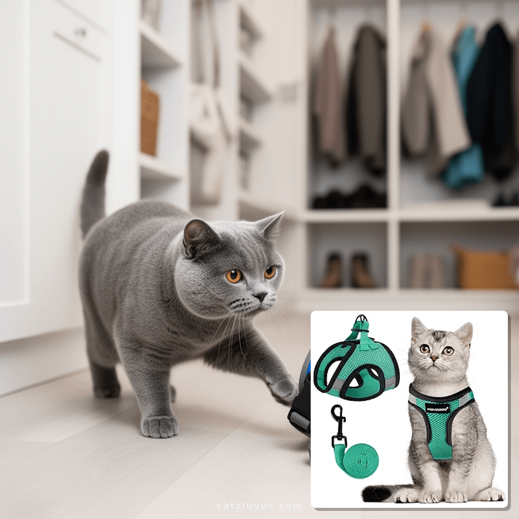 FAYOGOO Escape Proof Cat Harness and Leash Set for Walking with cat - professional product lifestyle photo