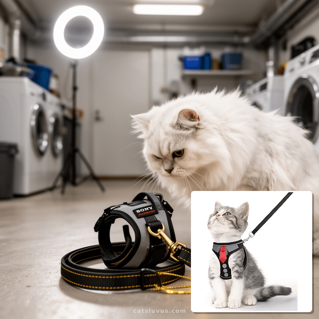 Cat Harness and Leash Set for Walking Escape Proof with cat - professional product lifestyle photo