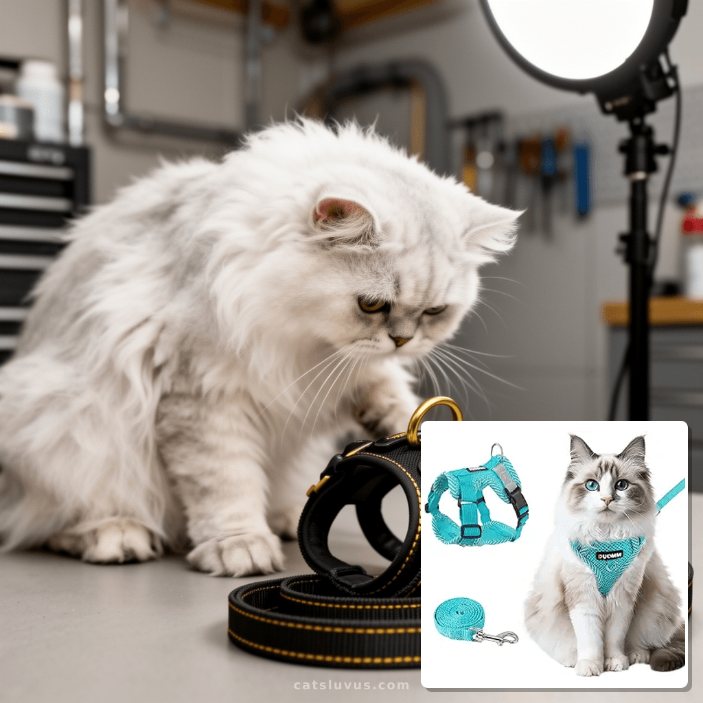 wanheart Cat Harness and Leash Set - Escape Proof Adjustable with cat - professional product lifestyle photo