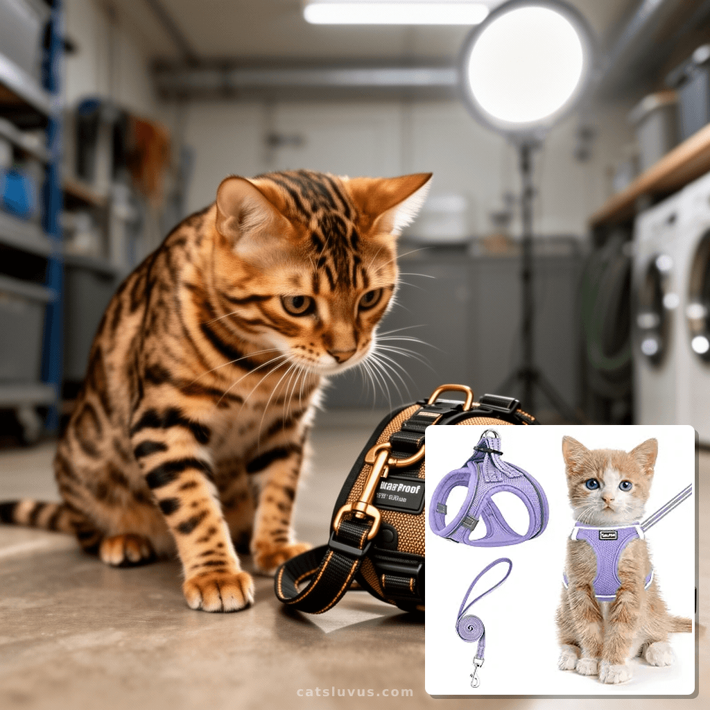 Cat Harness and Leash for Walking Escape Proof with cat - professional product lifestyle photo