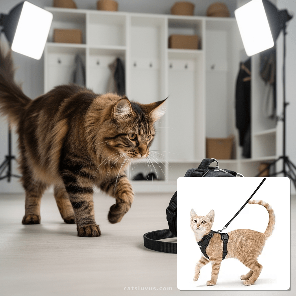 rabbitgoo Cat Harness and Leash for Walking with cat - professional product lifestyle photo