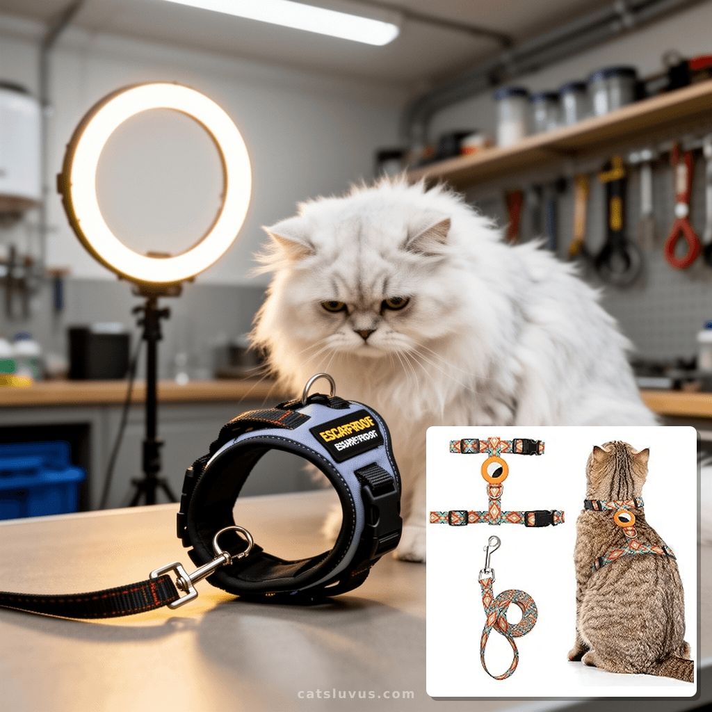 Cat Harness and Leash Escape Proof for Walking Travel Outdoo with cat - professional product lifestyle photo