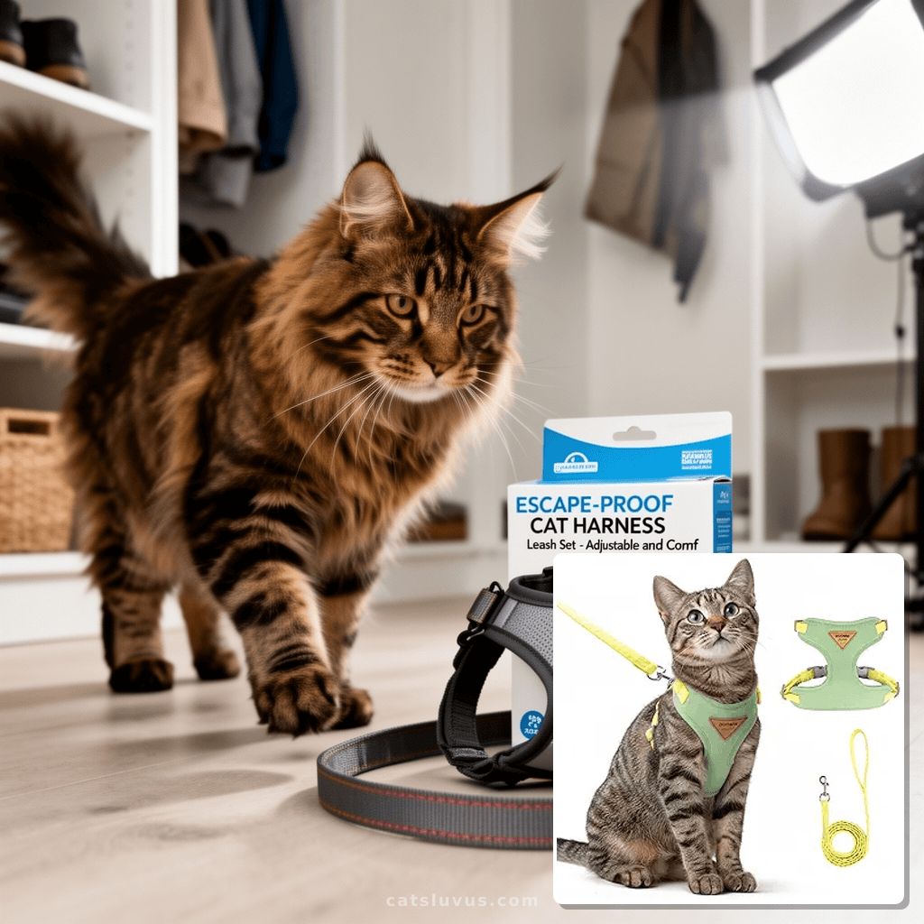 Escape-Proof Cat Harness and Leash Set - Adjustable and Comf with cat - professional product lifestyle photo
