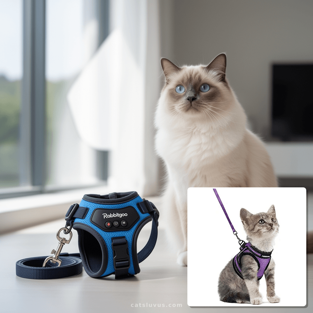 rabbitgoo Cat Harness and Leash Set for Walking Escape Proof with cat - professional product lifestyle photo