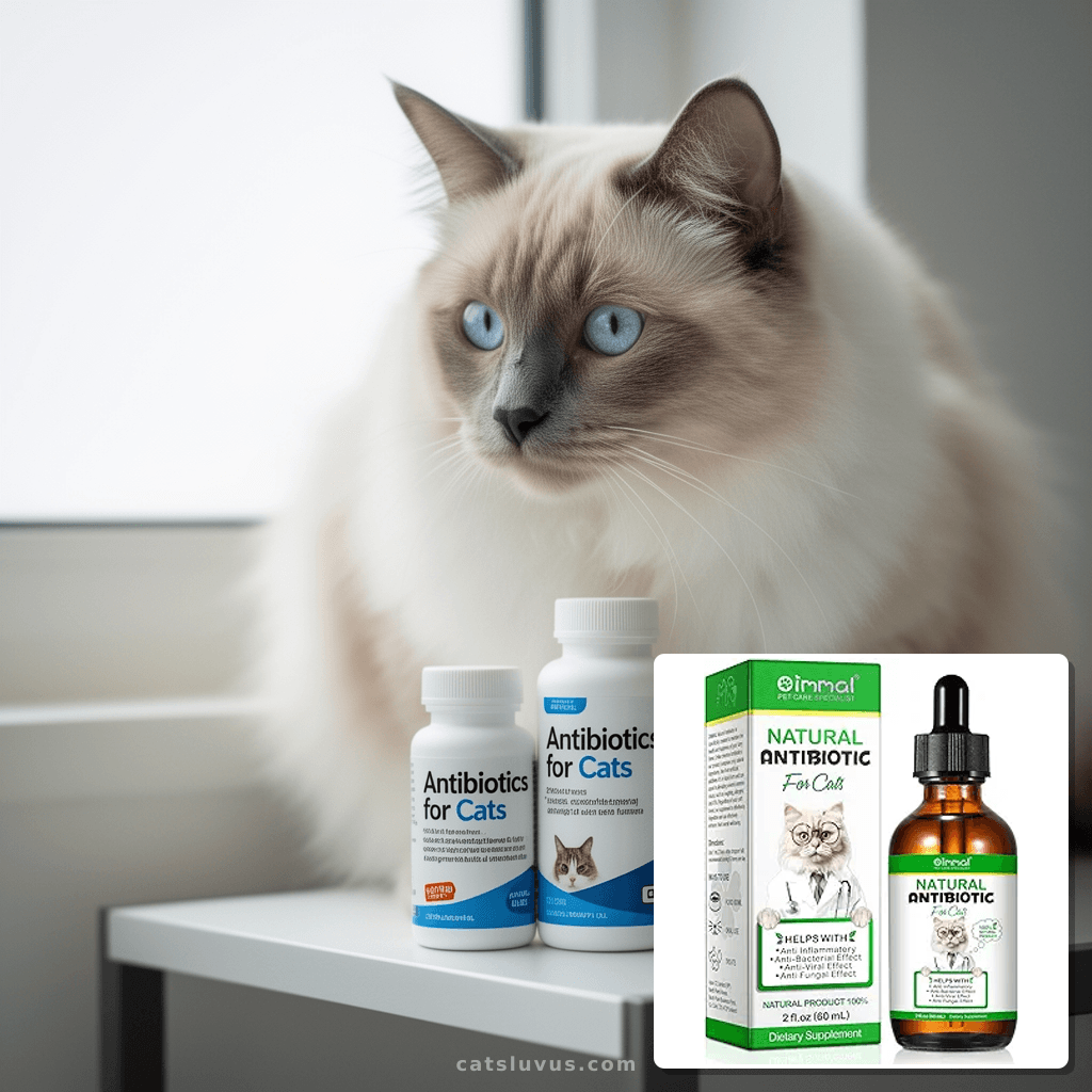 Antibiotics for Cats with cat - professional product lifestyle photo