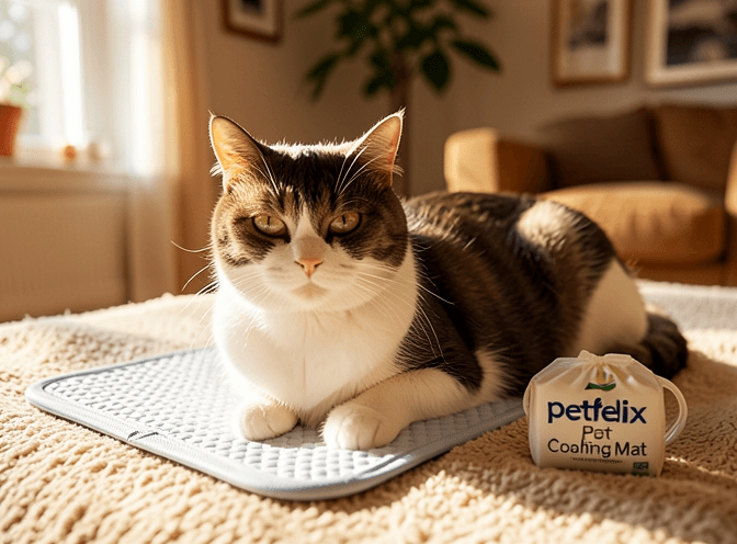Cat owner reviewing cat heating & cooling products buying guide options for their pet in 2026