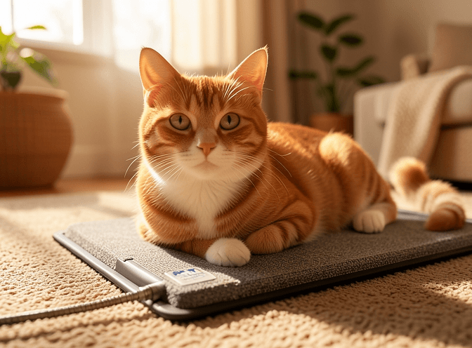 Cat owner reviewing cat heating & cooling products recommendations options for their pet in 2026