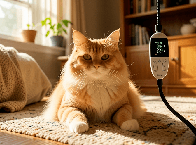 Cat owner reviewing cat heating & cooling products worth buying options for their pet in 2026
