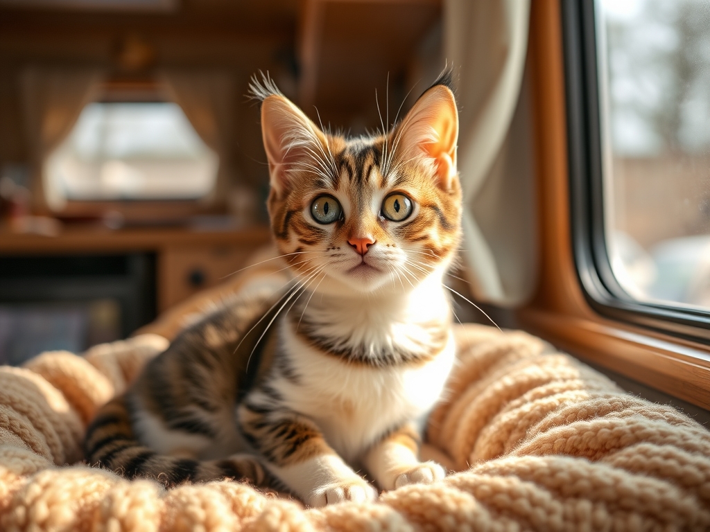 heated cat beds for RV travel - cat heating pads heated beds guide hero image