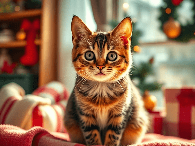 Cat owner reviewing affordable cat holiday & seasonal products options for their pet in 2026