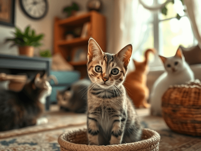 Cat owner reviewing cat enrichment for indoor cats for multiple cats options for their pet in 2026