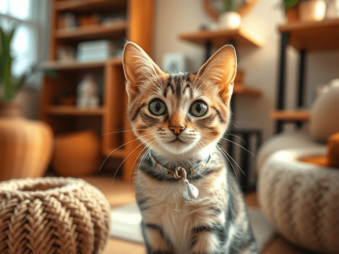 Cat owner reviewing cat enrichment for indoor cats for small spaces options for their pet in 2026