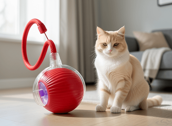 Cat owner reviewing cat enrichment for indoor cats for senior cats options for their pet in 2026