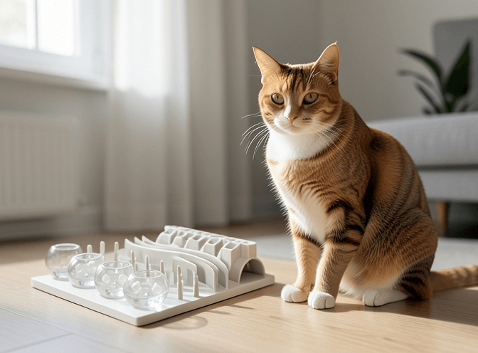 Cat owner reviewing cat enrichment for indoor cats recommendations options for their pet in 2026