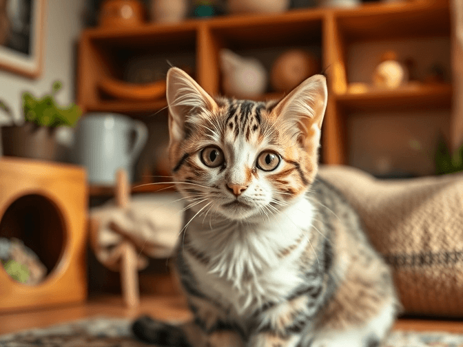 Cat owner reviewing cat enrichment for indoor cats for small spaces options for their pet in 2026