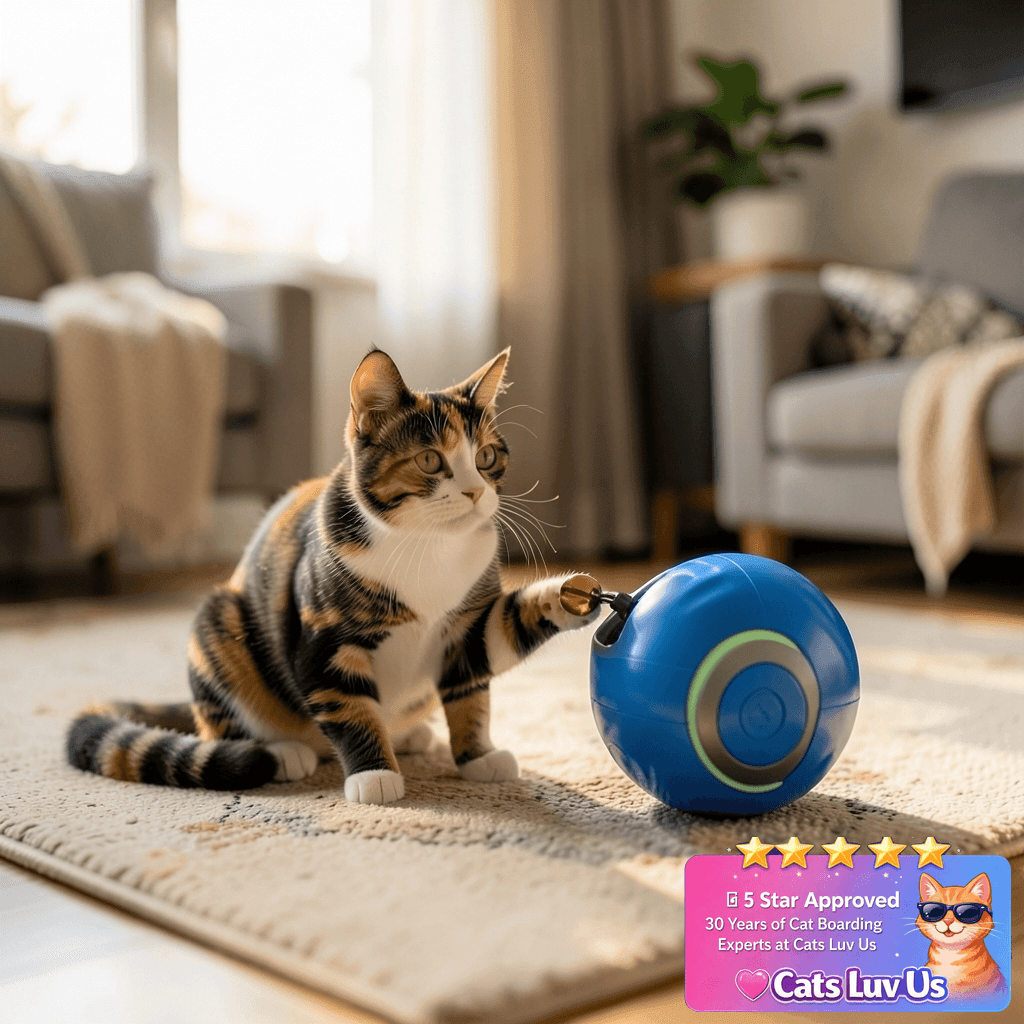BABORUI Interactive Cat Toy Ball - Automatic Interactive Cat with cat - professional product lifestyle photo
