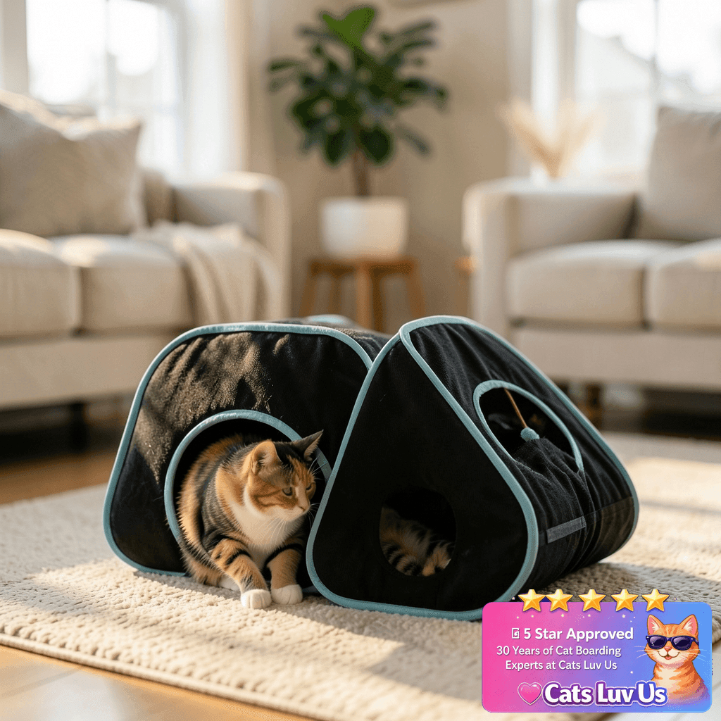 GONPETGP Cat Tunnels for Indoor Cats with Cube Tent Toys with cat - professional product lifestyle photo