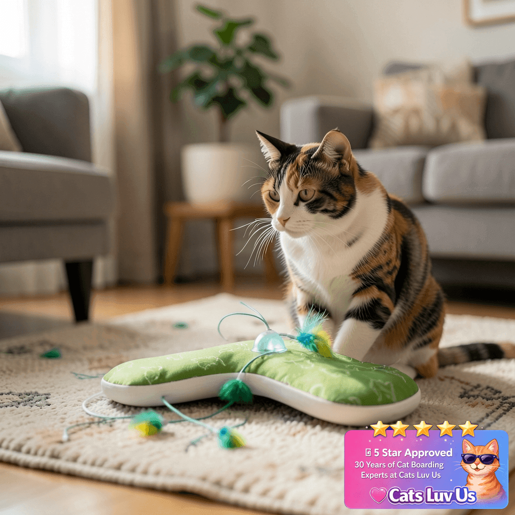 Muhhiba Interactive Cat Toys Rechargeable with cat - professional product lifestyle photo