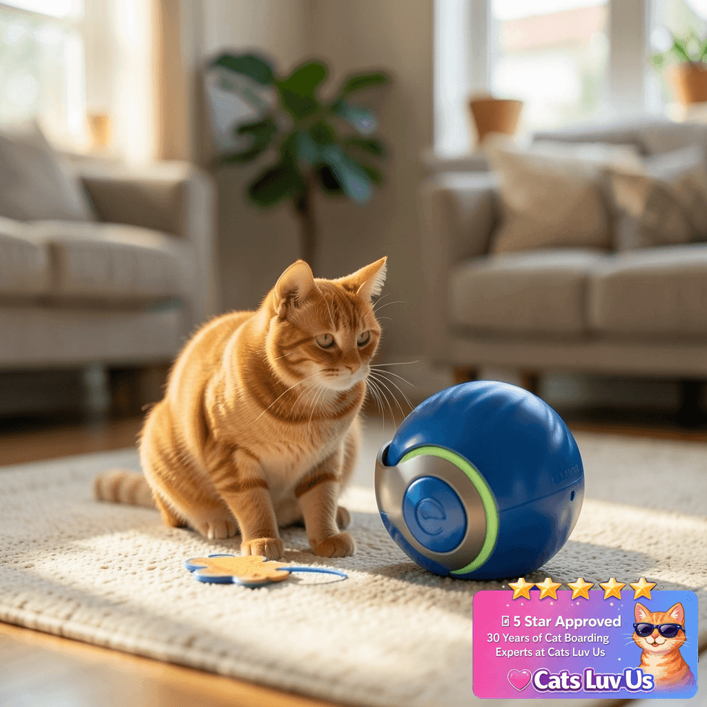 BABORUI Interactive Cat Toy Ball - Automatic Interactive Cat with cat - professional product lifestyle photo