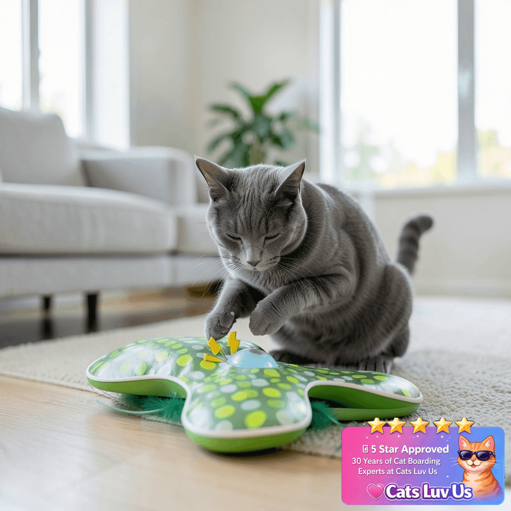 umosis Interactive Cat Toys Rechargeable with cat - professional product lifestyle photo