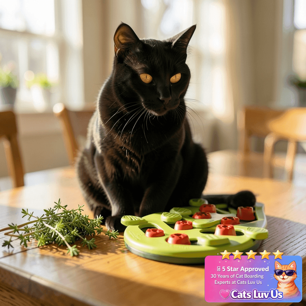 Catstages Nina Ottosson Buggin' Out Puzzle & Play – with cat - professional product lifestyle photo